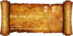 Rab Boglárka névjegykártya